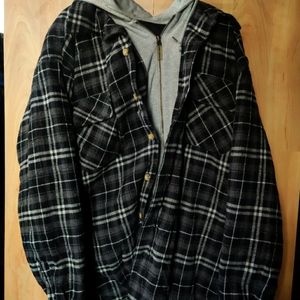 Moose Creek Large Button Up Zipper Hoodie Flannel Jacket Heavy Duty.